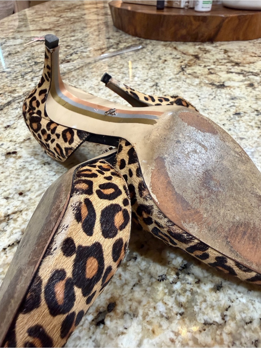 Sam Edelman Leopard Print Pointed-Toe D'Orsay Heels - Brown/Black - Picture 4 of 7